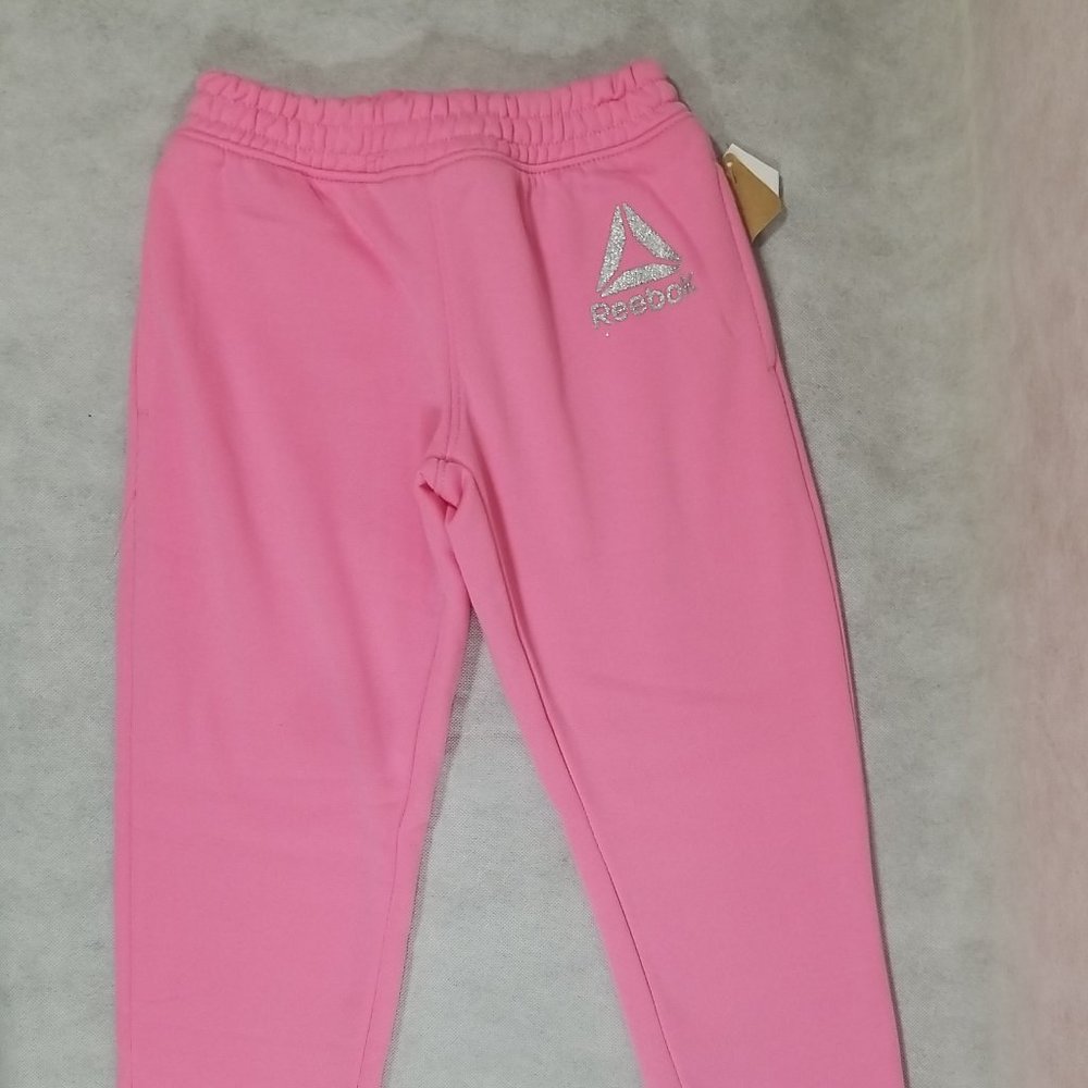 Reebok Jogger‎ Pant Girls Size Small 7 Pink Sweatpants Logo NWT
